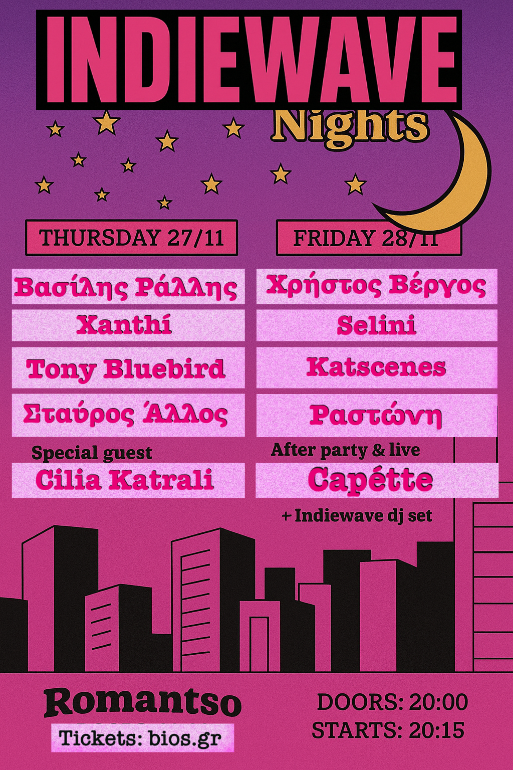 Poster for Indiewave Nights at Romantso