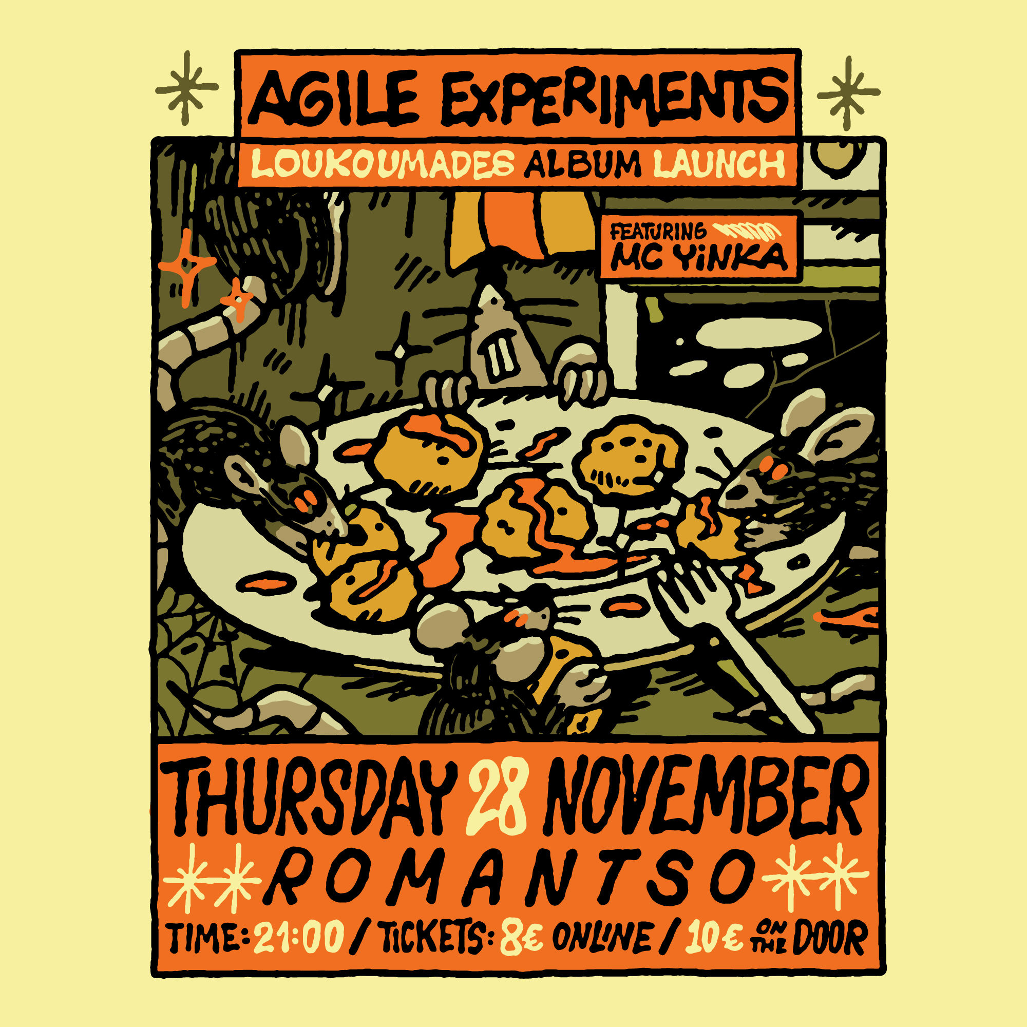 Poster for Agile Experiments: Loukoumades album launch