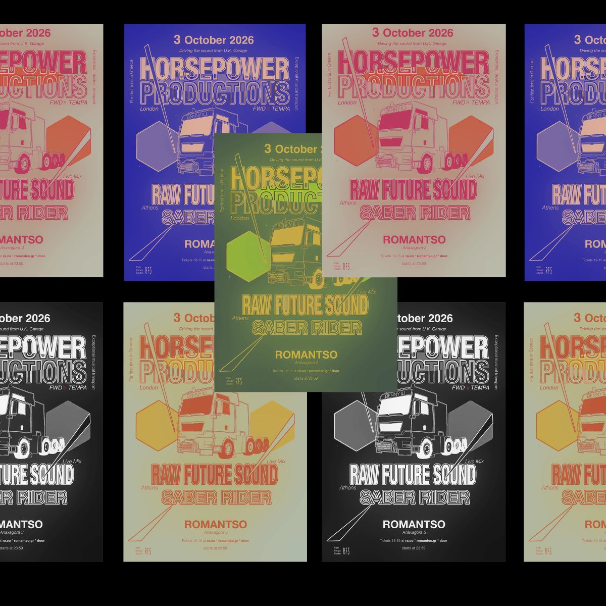 Poster for Horsepower Productions w/ Raw Future Sound & Saber Rider
