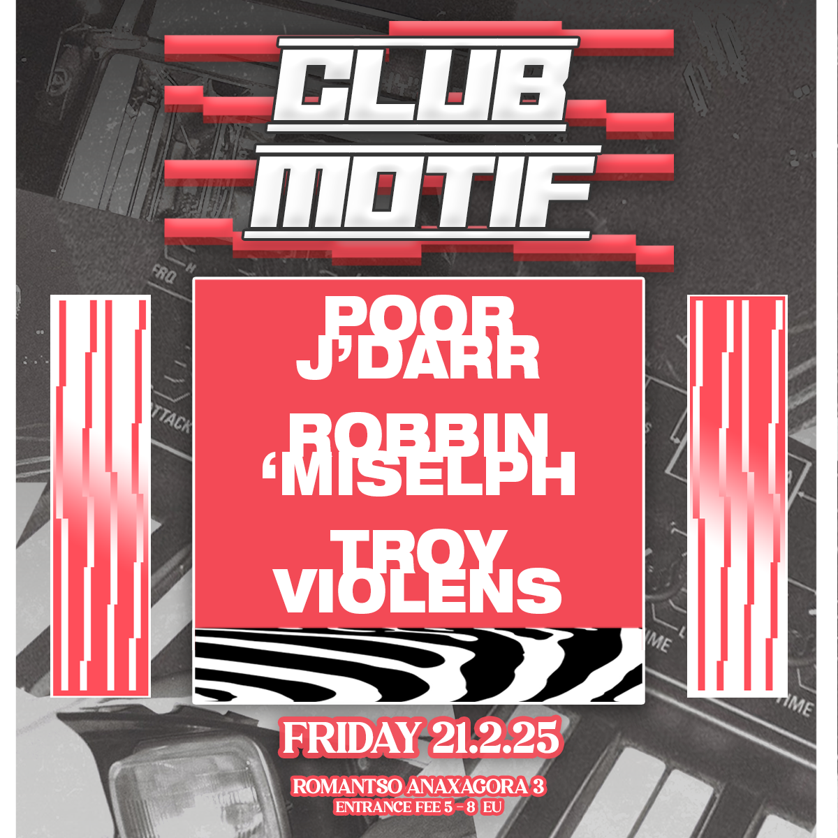 Poster for CLUB MOTIF with Poor J'Darr, Robbin’ Miselph, Troy Violens